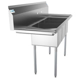 Freestanding Stainless Steel 55 in. 2-Hole Triple Bowl Commercial Kitchen Sink