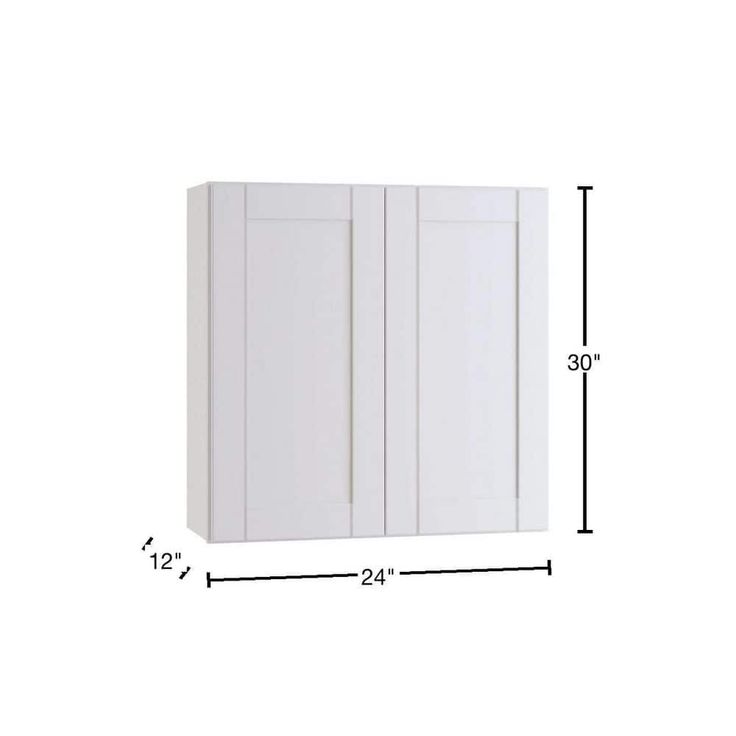 Home Decorators Collection Washington Vesper White Plywood Shaker Assembled Wall Kitchen Cabinet Soft Close 24 in W x 12 in D x 30 in H