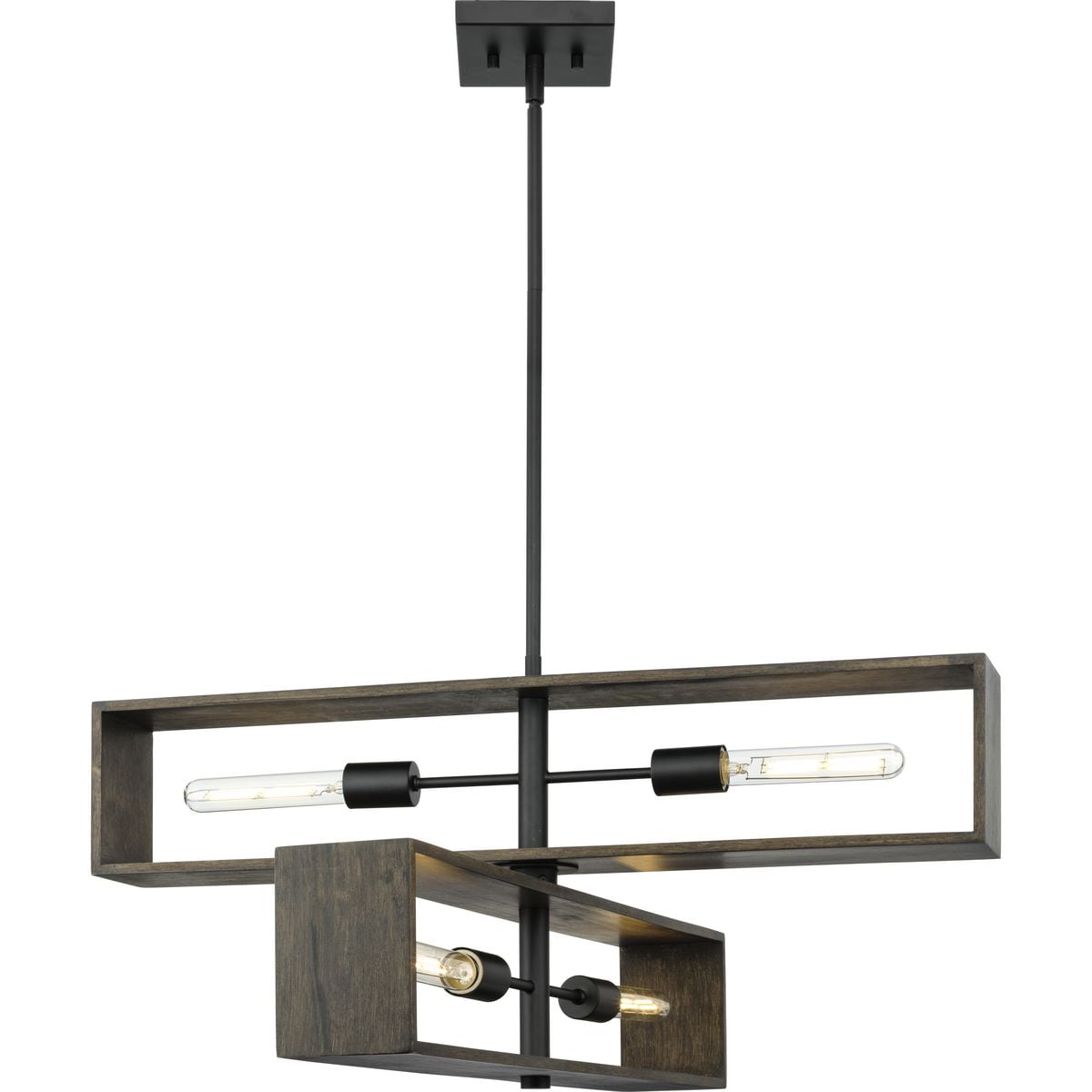 Progress Lighting Boundary 4-Light Matte Black Modern/Contemporary Chandelier