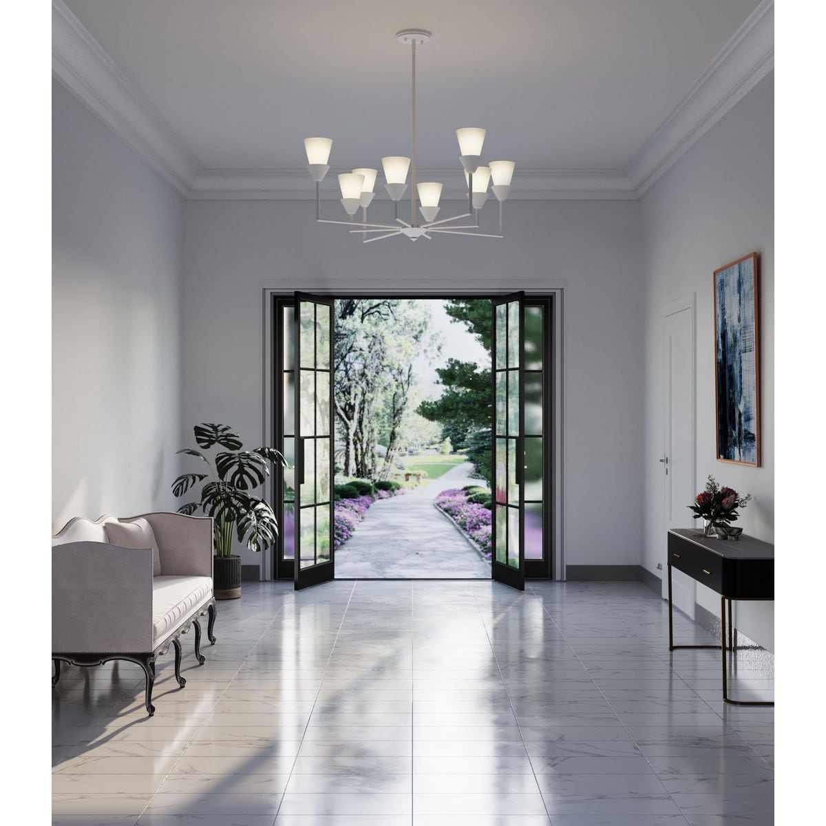 Progress Lighting Pinellas 8-Light White Modern/Contemporary Chandelier