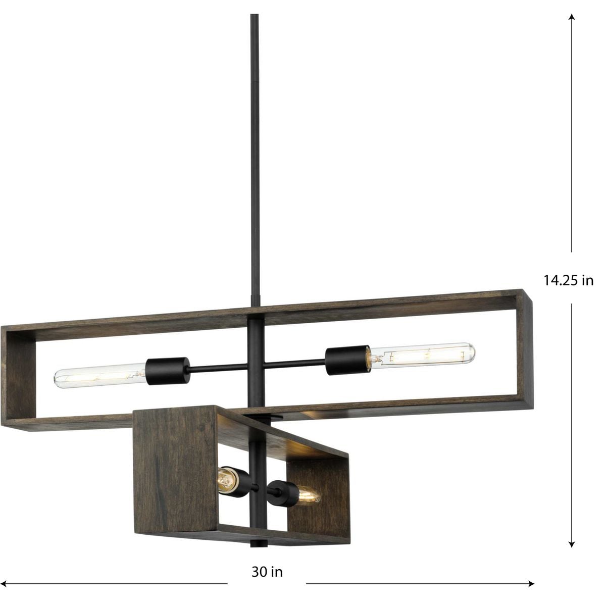 Progress Lighting Boundary 4-Light Matte Black Modern/Contemporary Chandelier