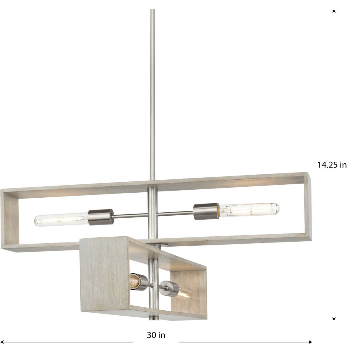 Progress Lighting Boundary 4-Light Brushed Nickel Modern/Contemporary Chandelier