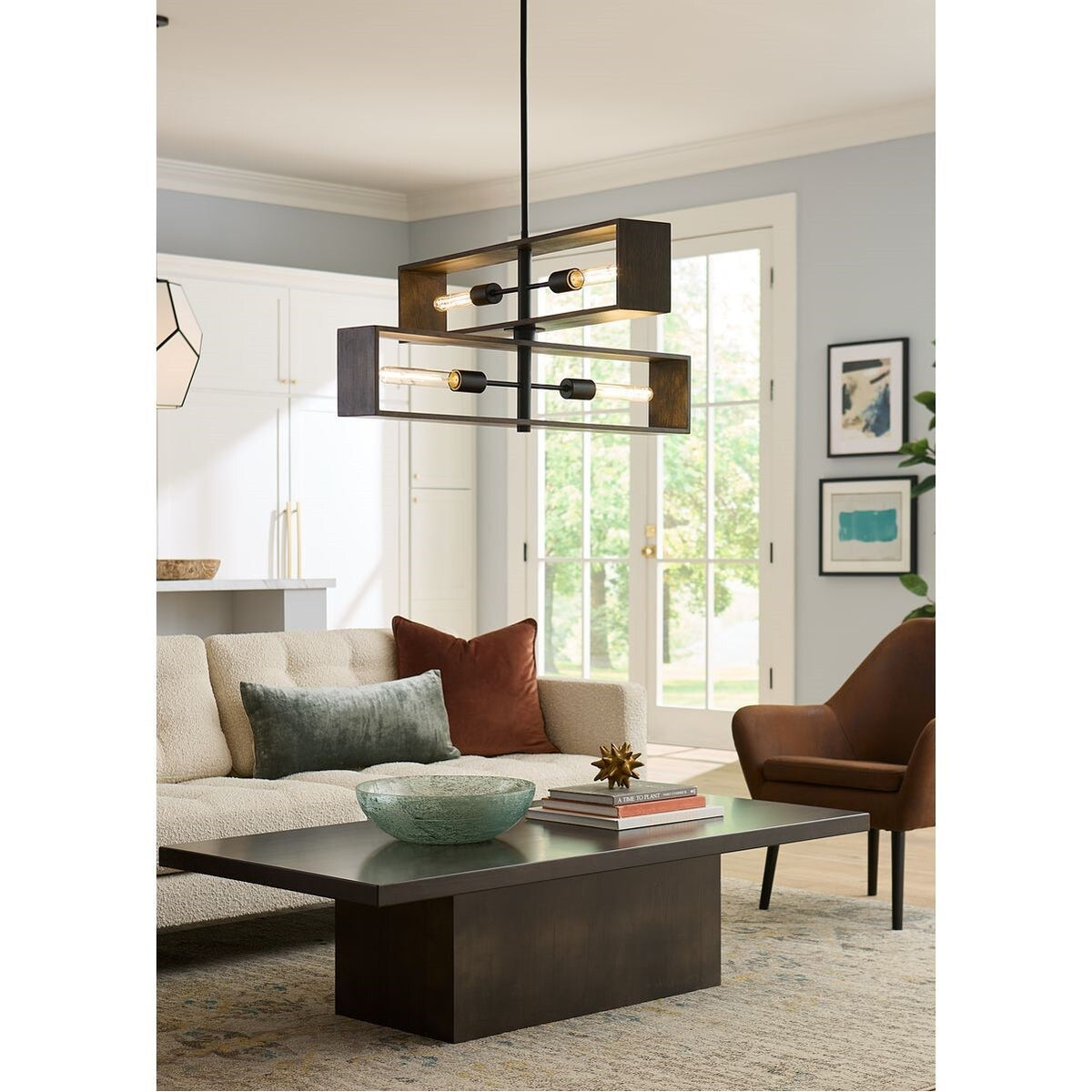 Progress Lighting Boundary 4-Light Matte Black Modern/Contemporary Chandelier
