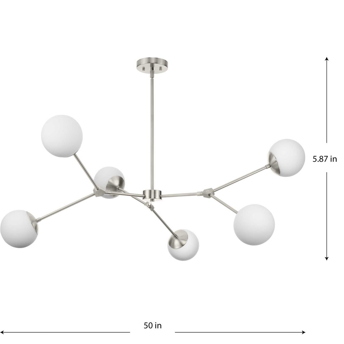 Progress Lighting Haas 6-Light Brushed Nickel Mid-century Chandelier