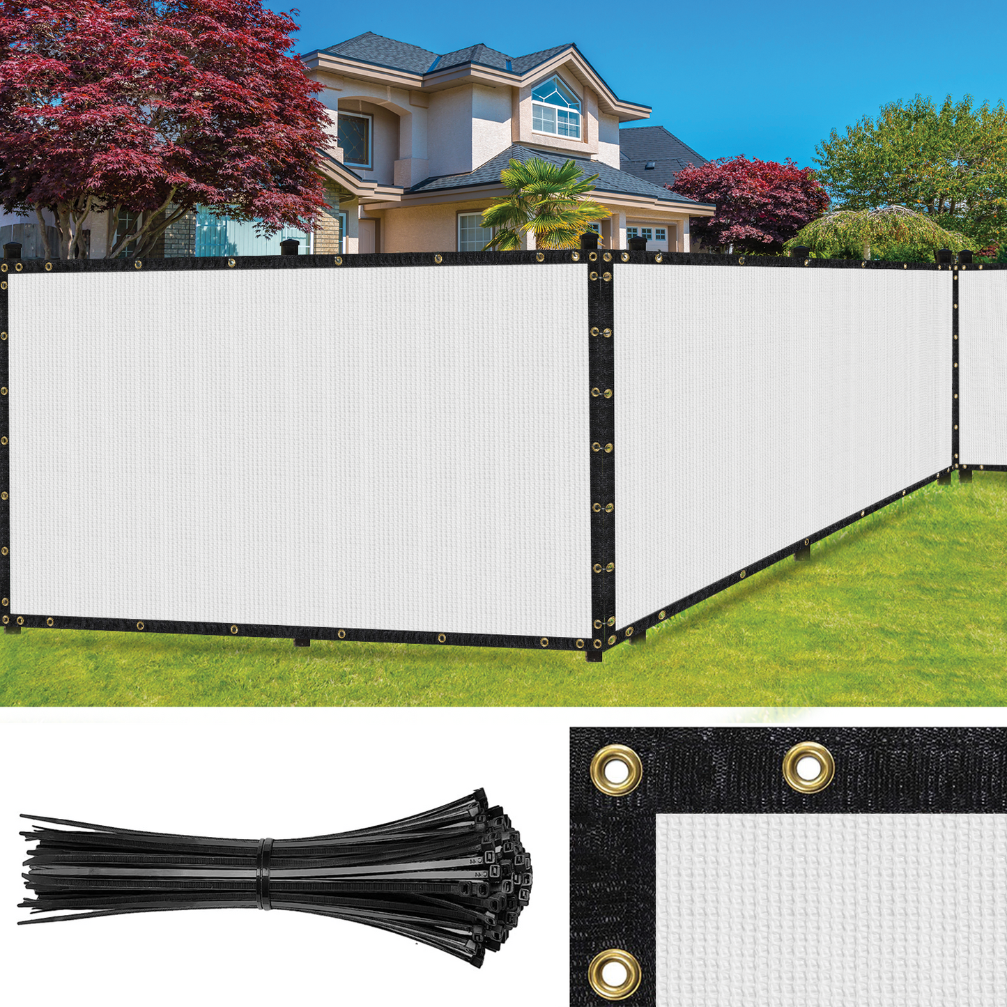 SEALTECH 5-ft H x White Non-Recycled Polypropylene Chain Link Fence Screen