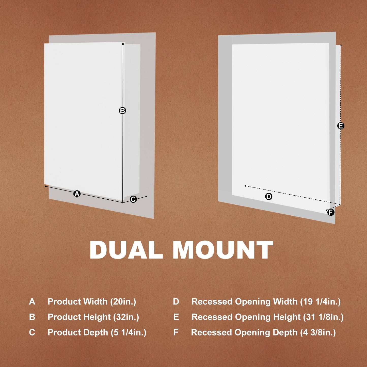 ExBrite Opale 20-in x 32-in Lighted LED Fog Free Surface/Recessed Mount Silver- 32"h- Left Mirrored Soft Close Medicine Cabinet with Outlet