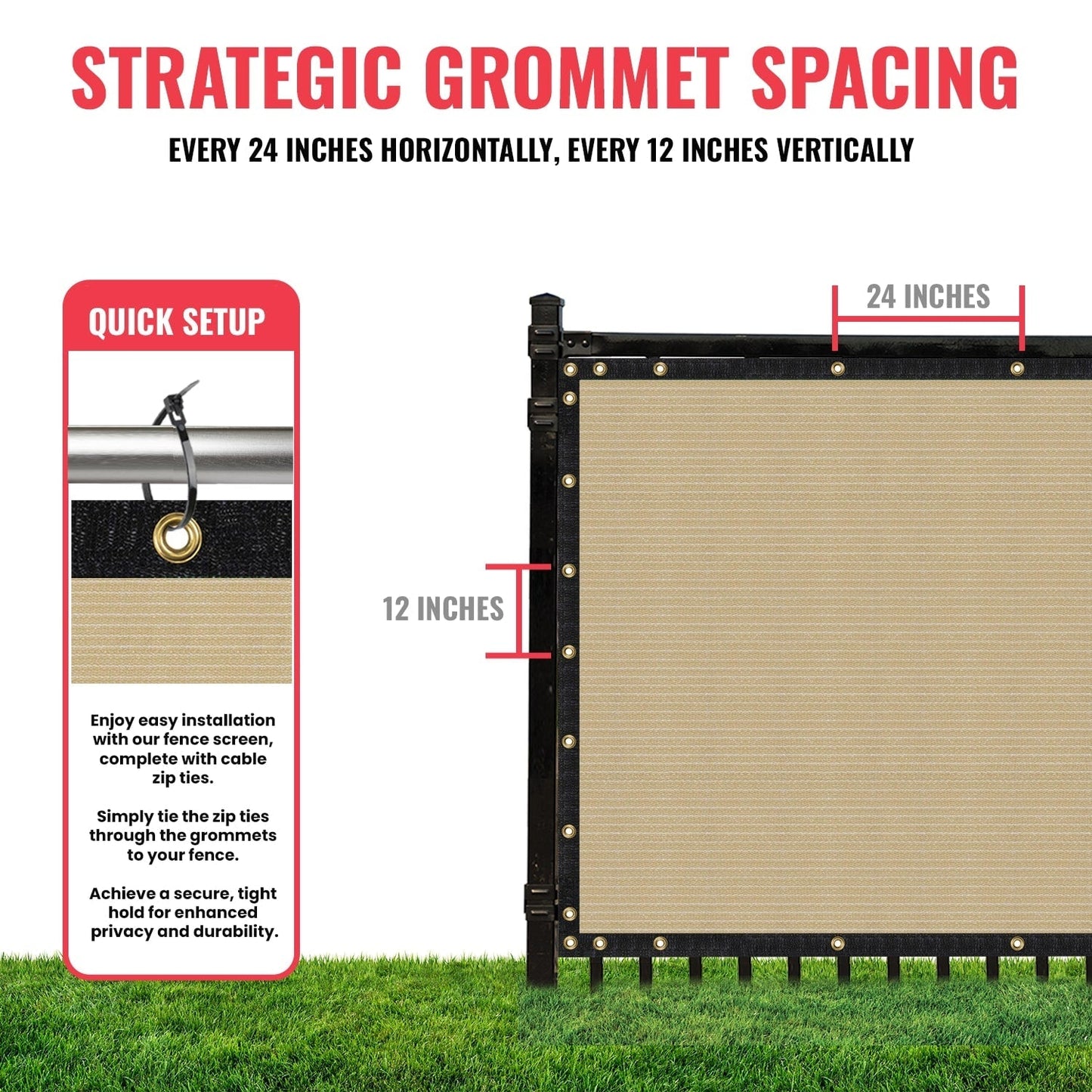 SEALTECH 8-ft H x 15-ft W Beige Non-Recycled Polypropylene Chain Link Fence Screen