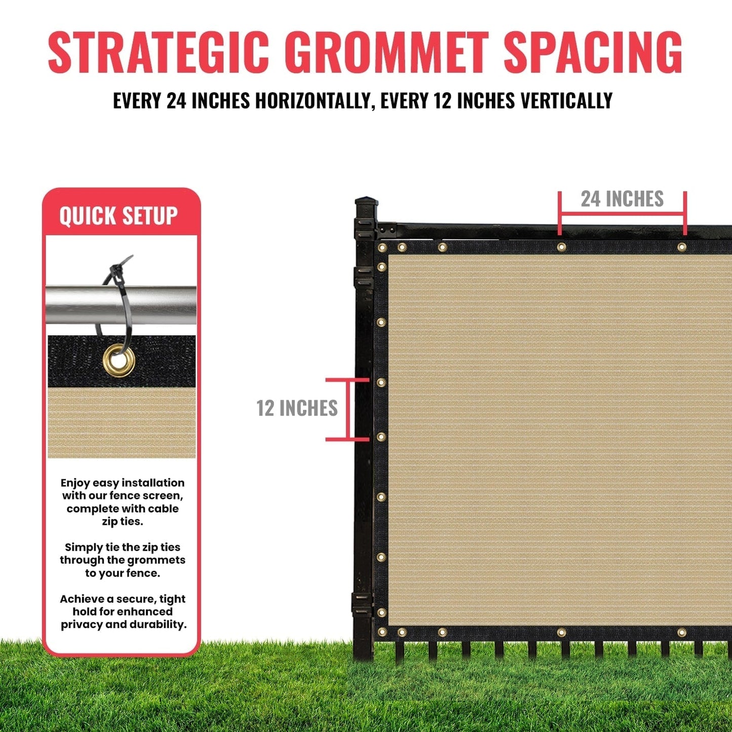 SEALTECH 6-ft H x 15-ft W Beige Non-Recycled Polypropylene Chain Link Fence Screen