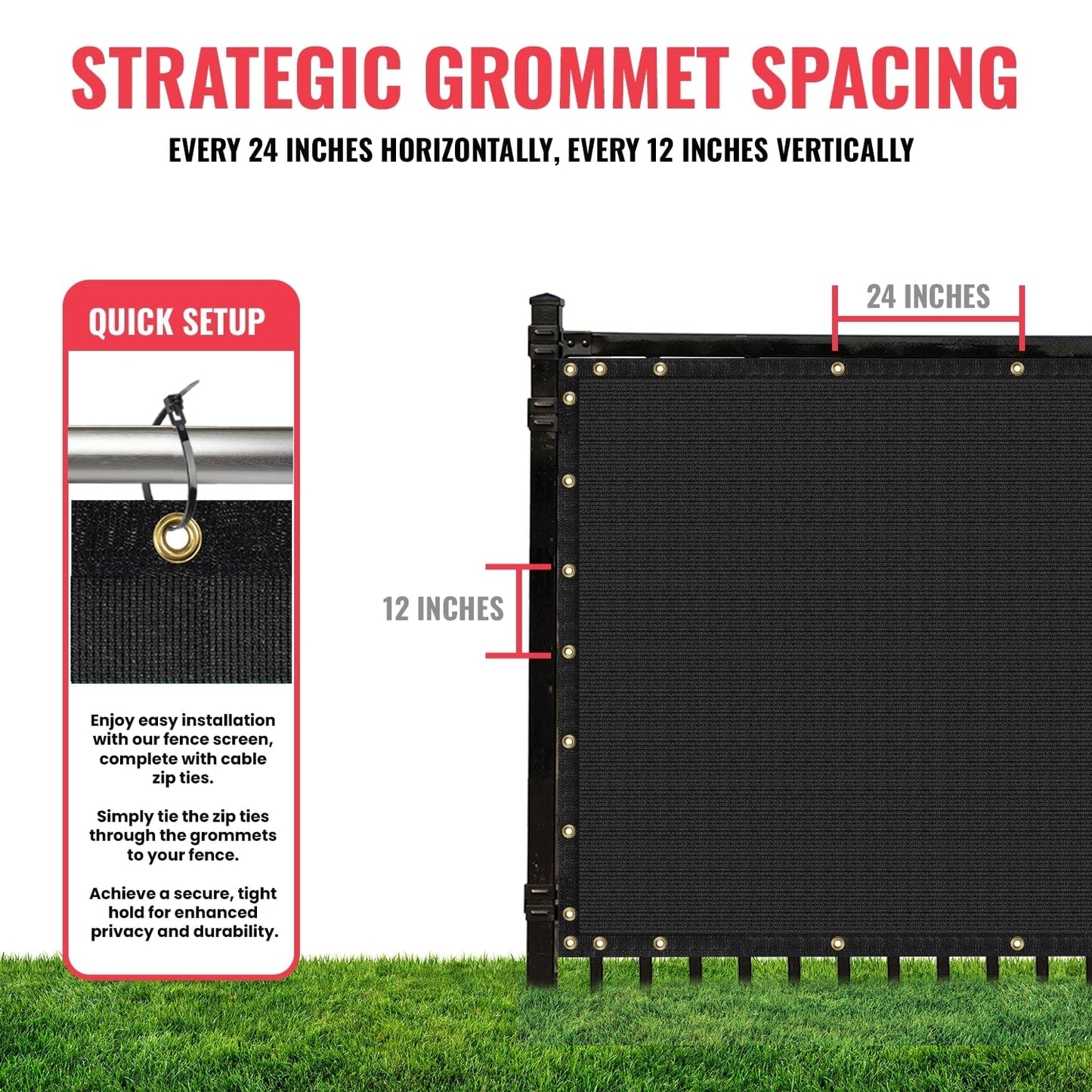SEALTECH 6-ft H x 15-ft W Black Non-Recycled Polypropylene Chain Link Fence Screen