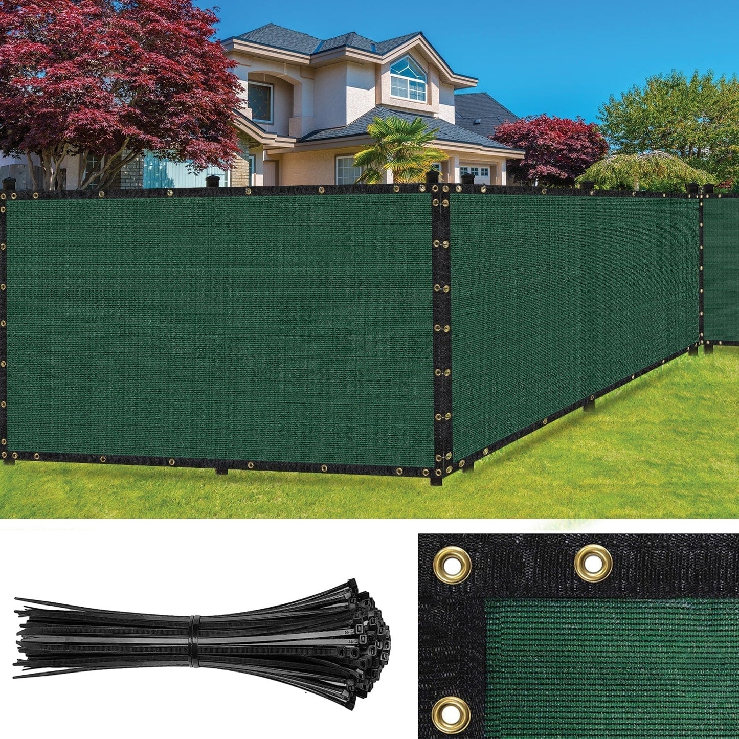 SEALTECH 5-ft H x 20-ft W Green Non-Recycled Polypropylene Chain Link Fence Screen