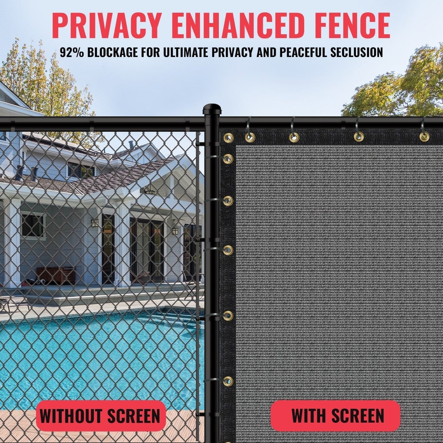SEALTECH 8-ft H x 25-ft W Gray Non-Recycled Polypropylene Chain Link Fence Screen