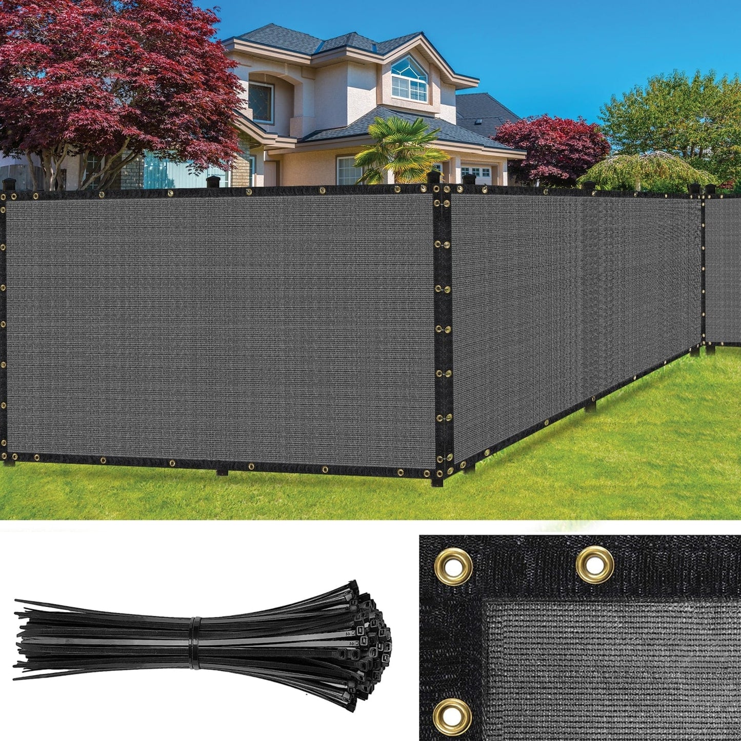SEALTECH 8-ft H x Gray Non-Recycled Polypropylene Chain Link Fence Screen
