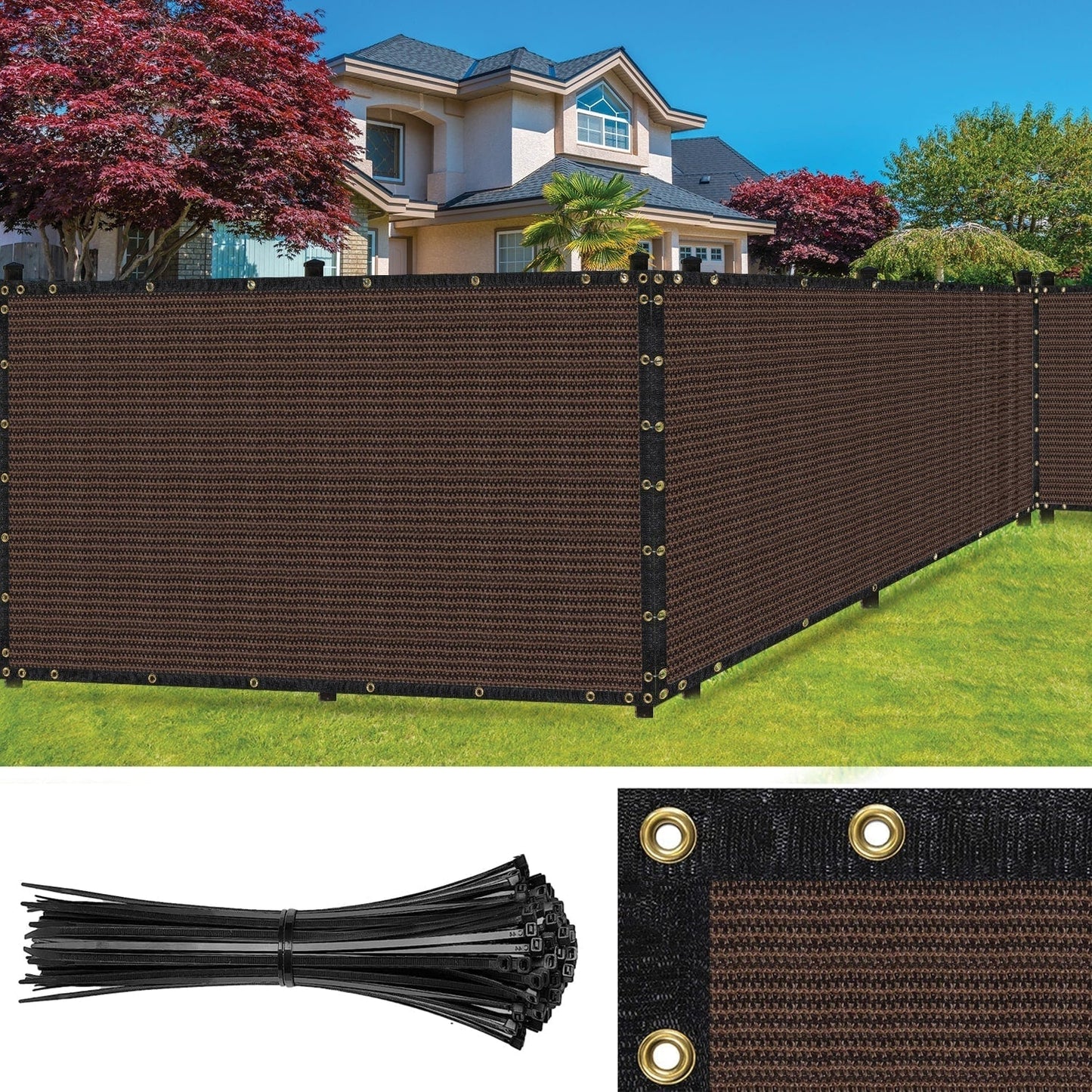 SEALTECH 4-ft H x Brown Non-Recycled Polypropylene Chain Link Fence Screen