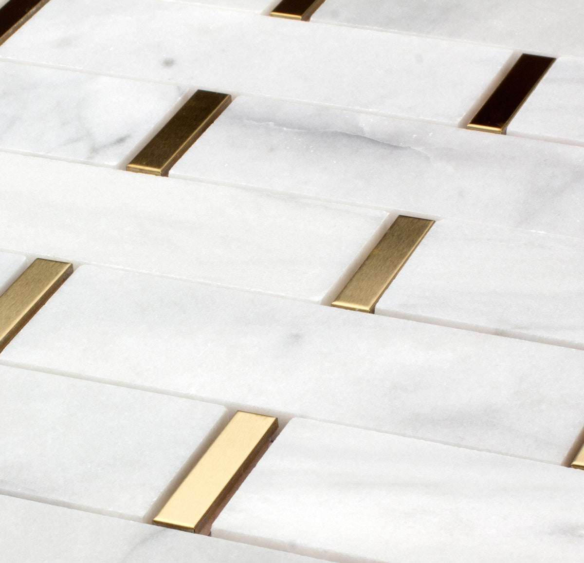Giorbello (Sample) Marble and Mosaic White and Gray 2-in x 10-in Polished Marble Brick Marble Look Tile