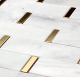 Giorbello (Sample) Marble and Mosaic White and Gray 2-in x 10-in Polished Marble Brick Marble Look Tile