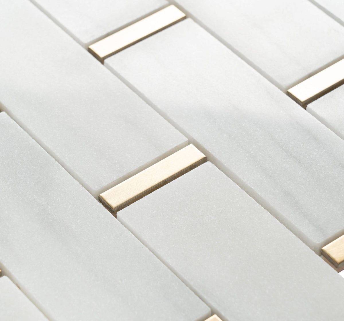 Giorbello (Sample) Marble and Mosaic White and Gray 2-in x 10-in Polished Marble Brick Marble Look Tile