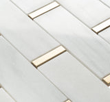 Giorbello Marble and mosaics White and Gray 11-in x 12-in Polished Natural Stone Marble Linear Marble Look Tile (4.8-sq. ft/ Carton)