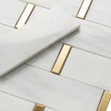 Giorbello Marble and mosaics White and Gray 11-in x 12-in Polished Natural Stone Marble Linear Marble Look Tile (4.8-sq. ft/ Carton)