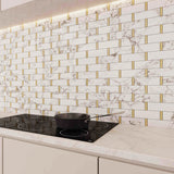 Giorbello Marble and mosaics White and Gray 11-in x 12-in Polished Natural Stone Marble Linear Marble Look Tile (4.8-sq. ft/ Carton)
