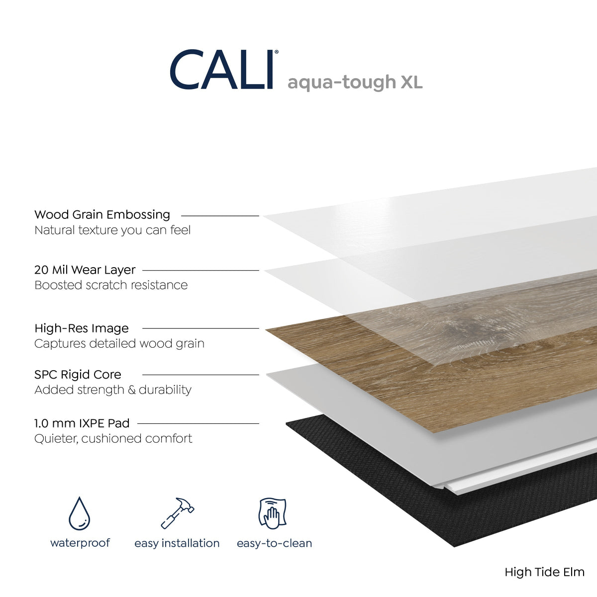 CALI Aqua Tough XL High Tide Elm 4.7-mm x 9-in W x 60-in L Waterproof Luxury Vinyl Plank Flooring (37.54-sq ft/case)