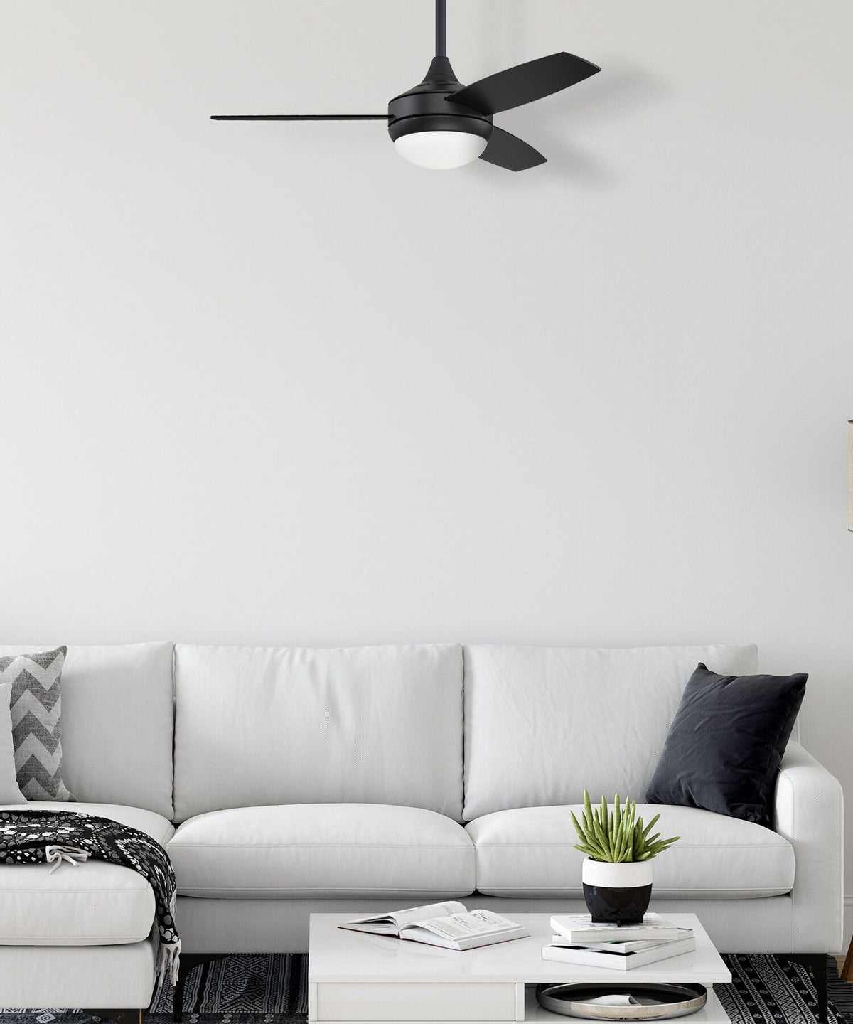 Harbor Breeze Beach Creek 44-in Matte Black LED Indoor Ceiling Fan with Light Kit and Remote (3-Blade)
