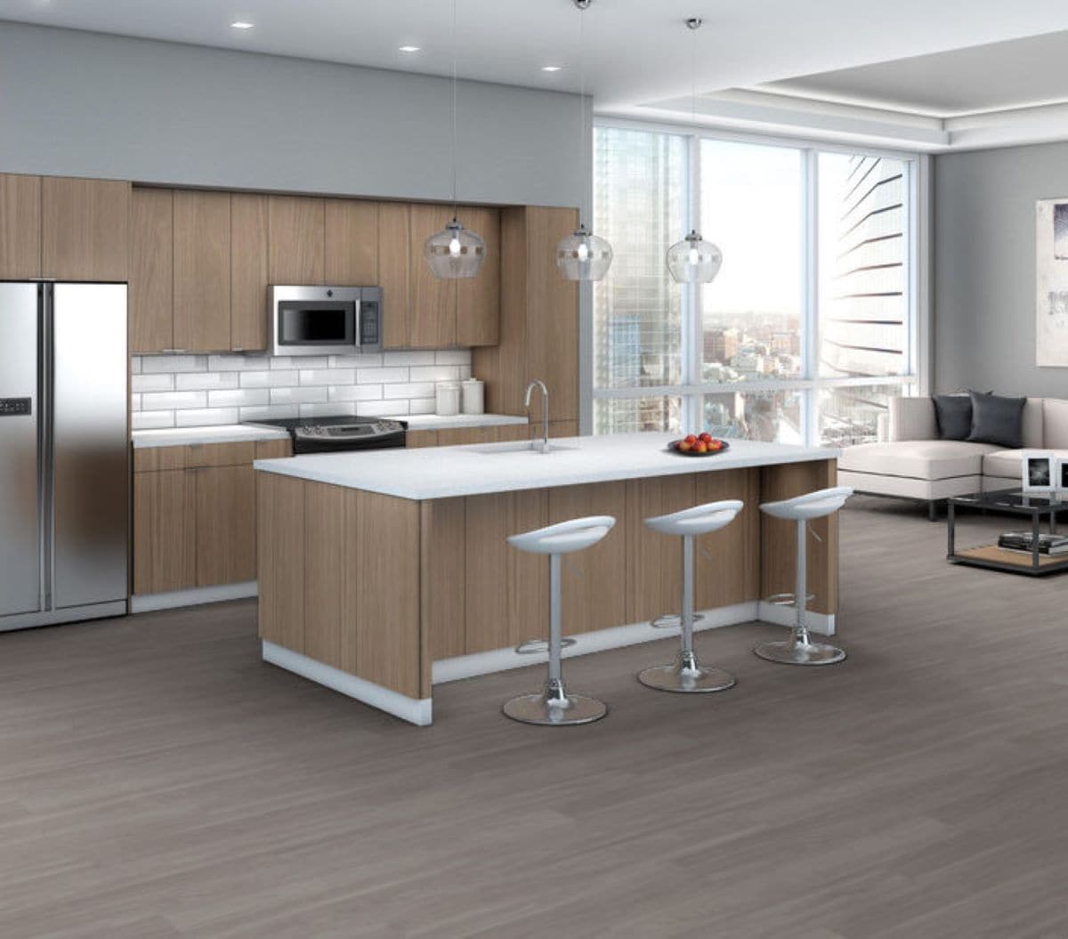Shaw Boundless 8 Paradise Gray 8-mil x 7-in W x 48-in L Waterproof Glue Down Luxury Vinyl Plank Flooring (34.98-sq ft/ Carton)