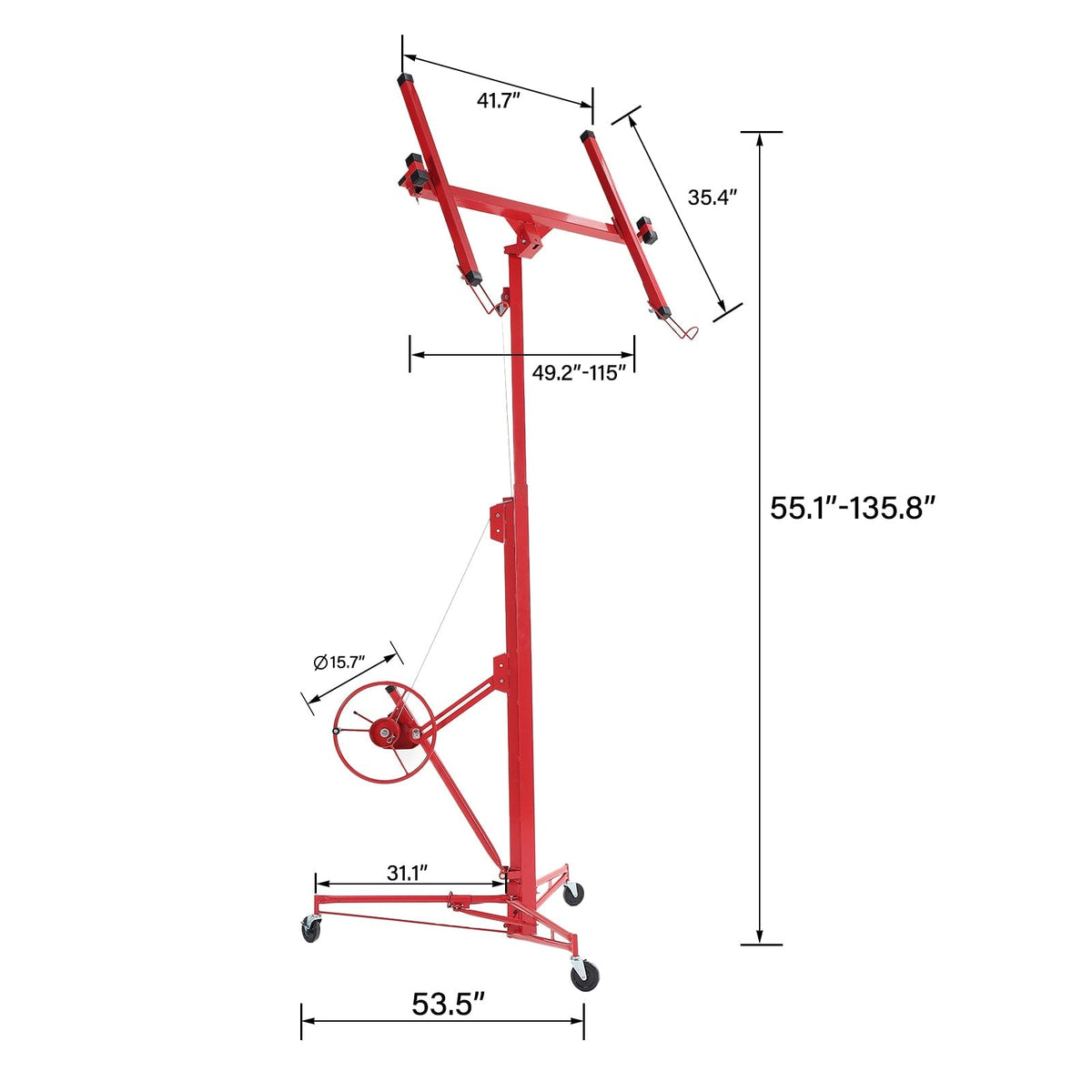 Maocao Hoom 11ft Red Drywall Lift 11-ft H x 53.5-in L x 53.5-in W Steel Drywall Lift