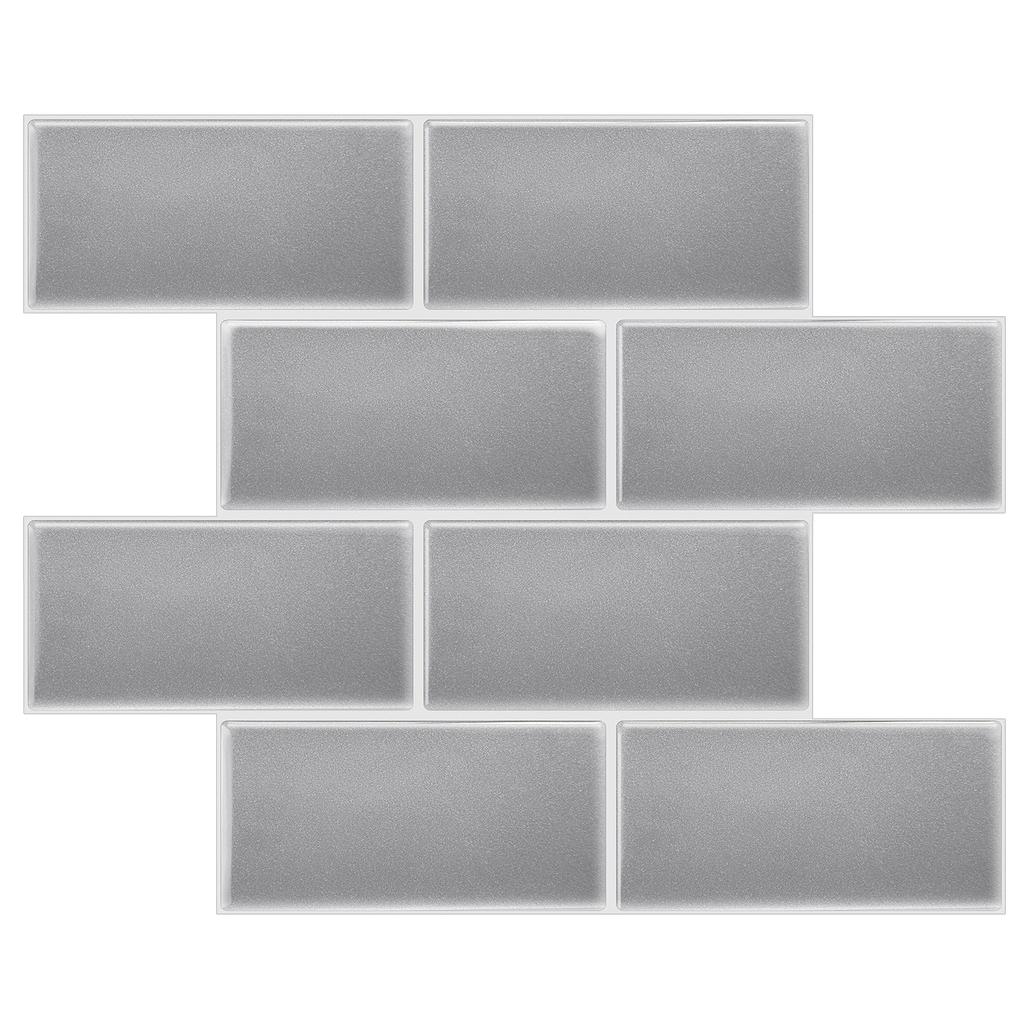 Mureno Dimensions Silver Matte 10-1/4-in x 12-in Glossy PVC Subway Peel and stick Wall Tile product image