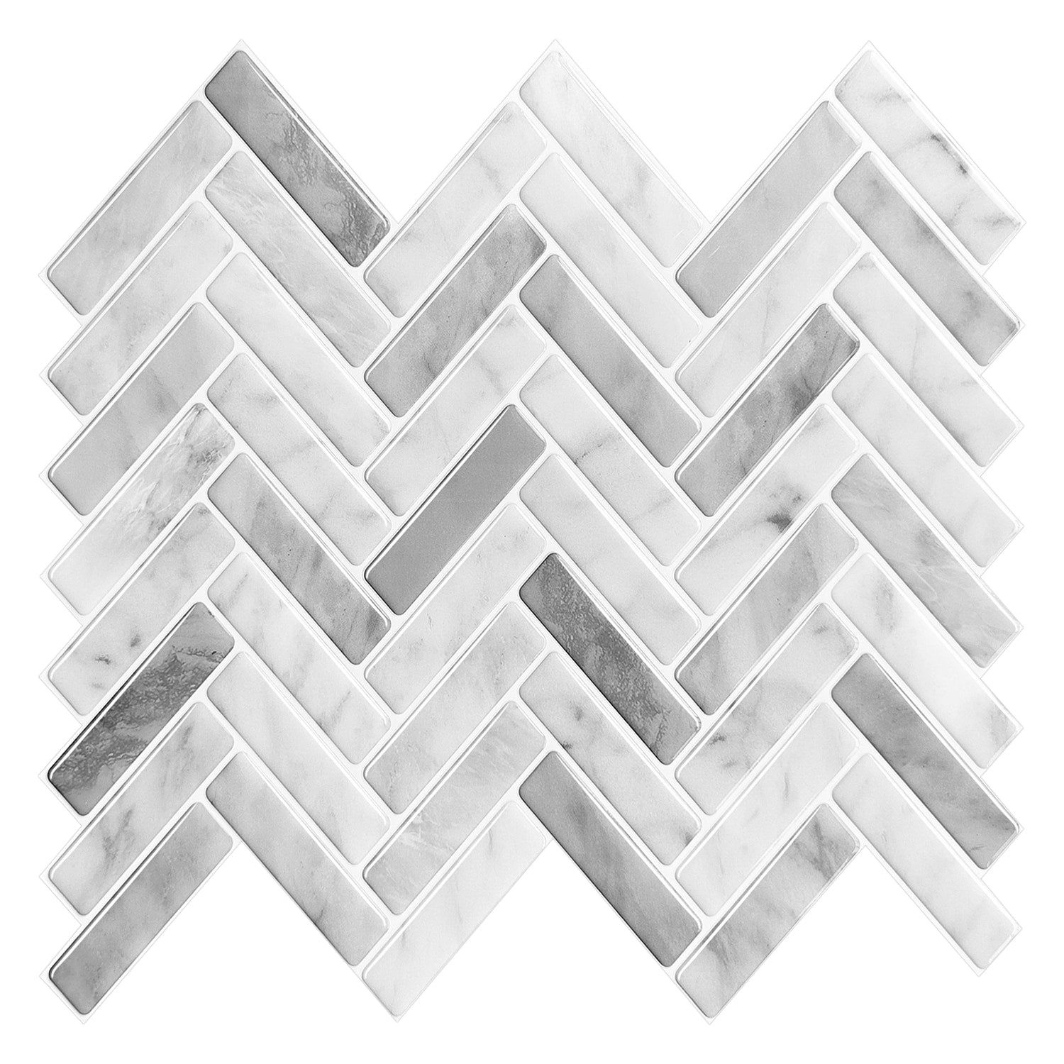 Mureno Dimensions Dark Marbled 11-in x 11-in Matte PVC Marble look Herringbone Peel and stick Mosaic Wall Tile product image