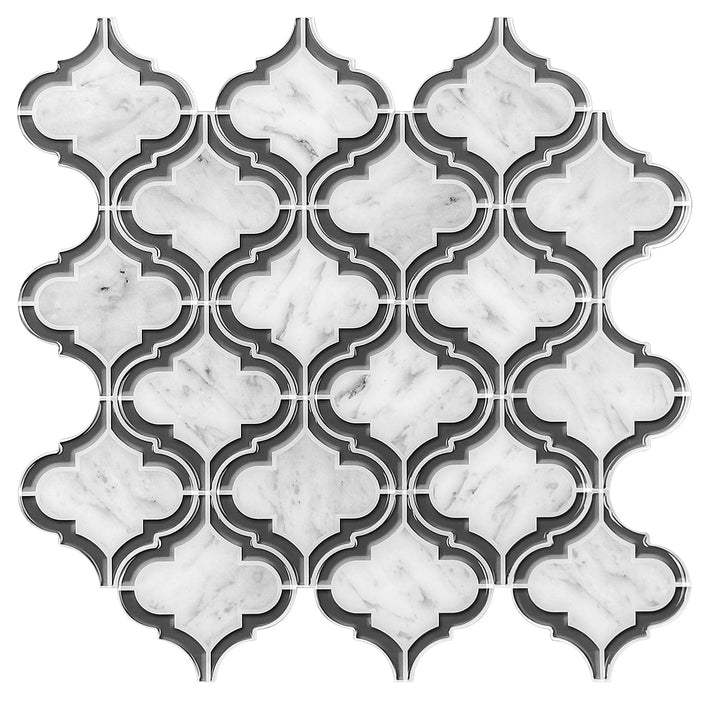 Mureno Dimensions Dark Marbled 11-in x 11-in Matte PVC Marble look Arabesque Peel and stick Mosaic Wall Tile product image