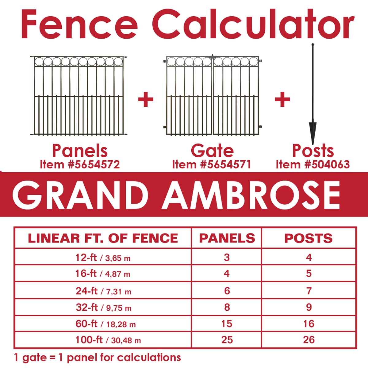 YARDLINK Grand Ambrose 3-ft H x 4-ft W Powder Coated Galvanized Steel Decorative Metal Flat-top No Dig Decorative Fence Panel