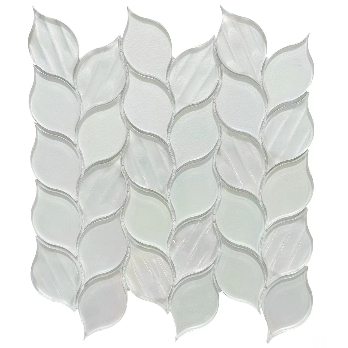 allen + roth White 11-in x 12-in Iridescent Glass/Stone Mixed Patterned Diamond Mosaic Wall Tile product image