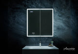Ancerre Designs Pagani 30-in x 32-in Lighted LED Fog Free Surface/Recessed Mount Black Mirrored Soft Close Medicine Cabinet with Outlet