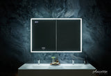 Ancerre Designs Pagani 36-in x 32-in Lighted LED Fog Free Surface/Recessed Mount Black Mirrored Soft Close Medicine Cabinet with Outlet