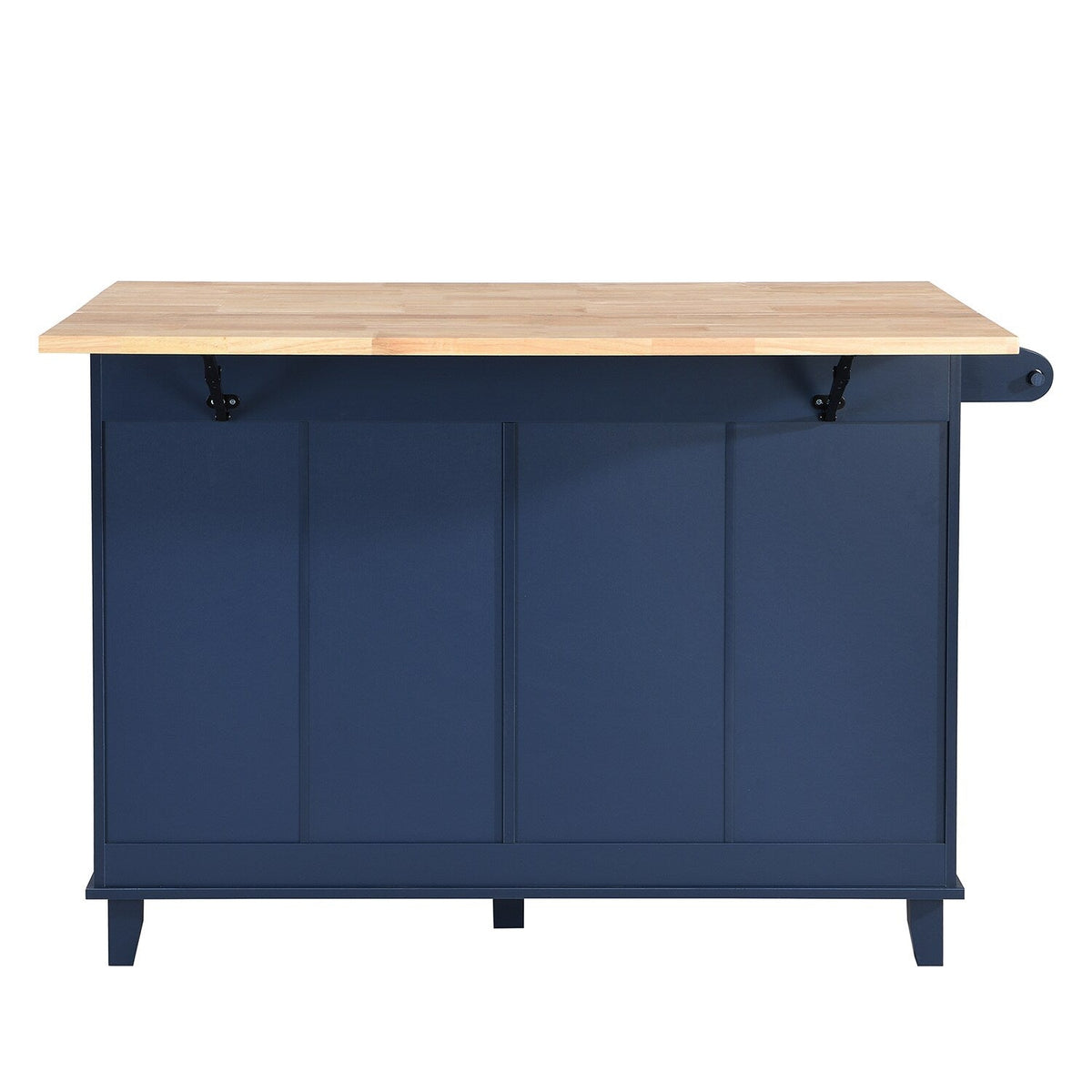 SINOFURN Blue Mdf Base with Wood Top Rolling Kitchen Cart (29.5-in x 47.6-in x 36.6-in)