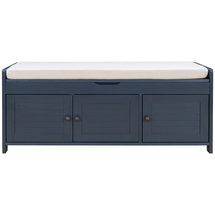 Clihome Old World/Vintage Blue Storage Bench with Storage 43.5-in x 16-in x 18-in