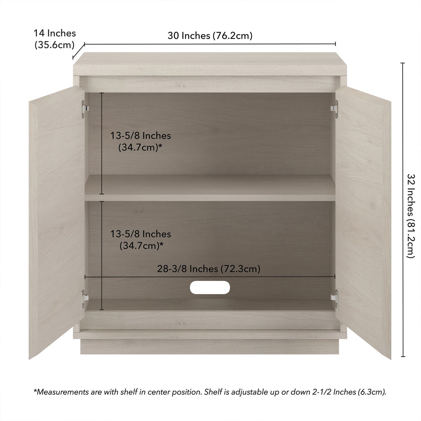 Hailey Home Presque Alder White 2-Shelf Office Cabinet