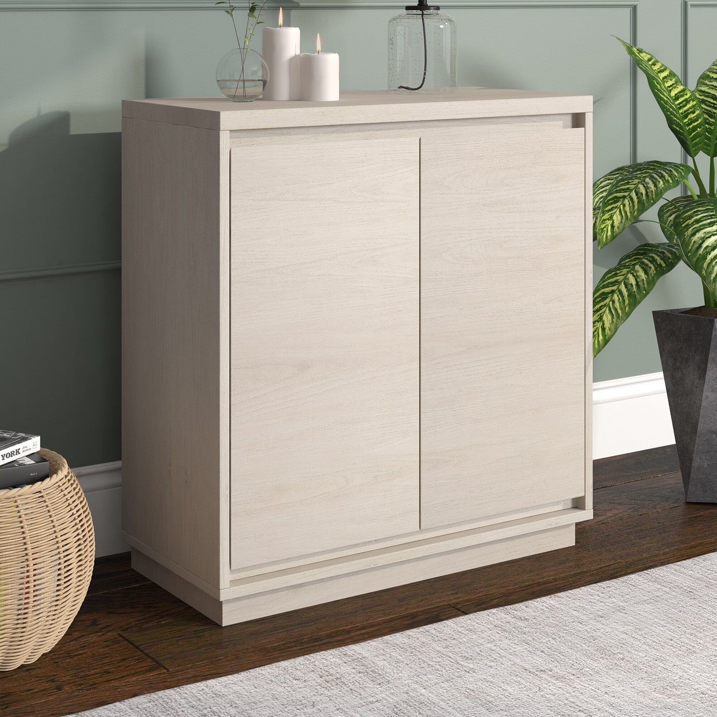 Hailey Home Presque Alder White 2-Shelf Office Cabinet