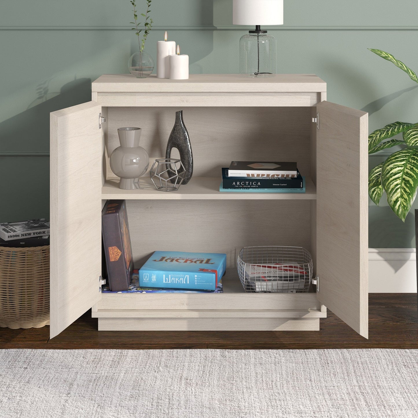 Hailey Home Presque Alder White 2-Shelf Office Cabinet