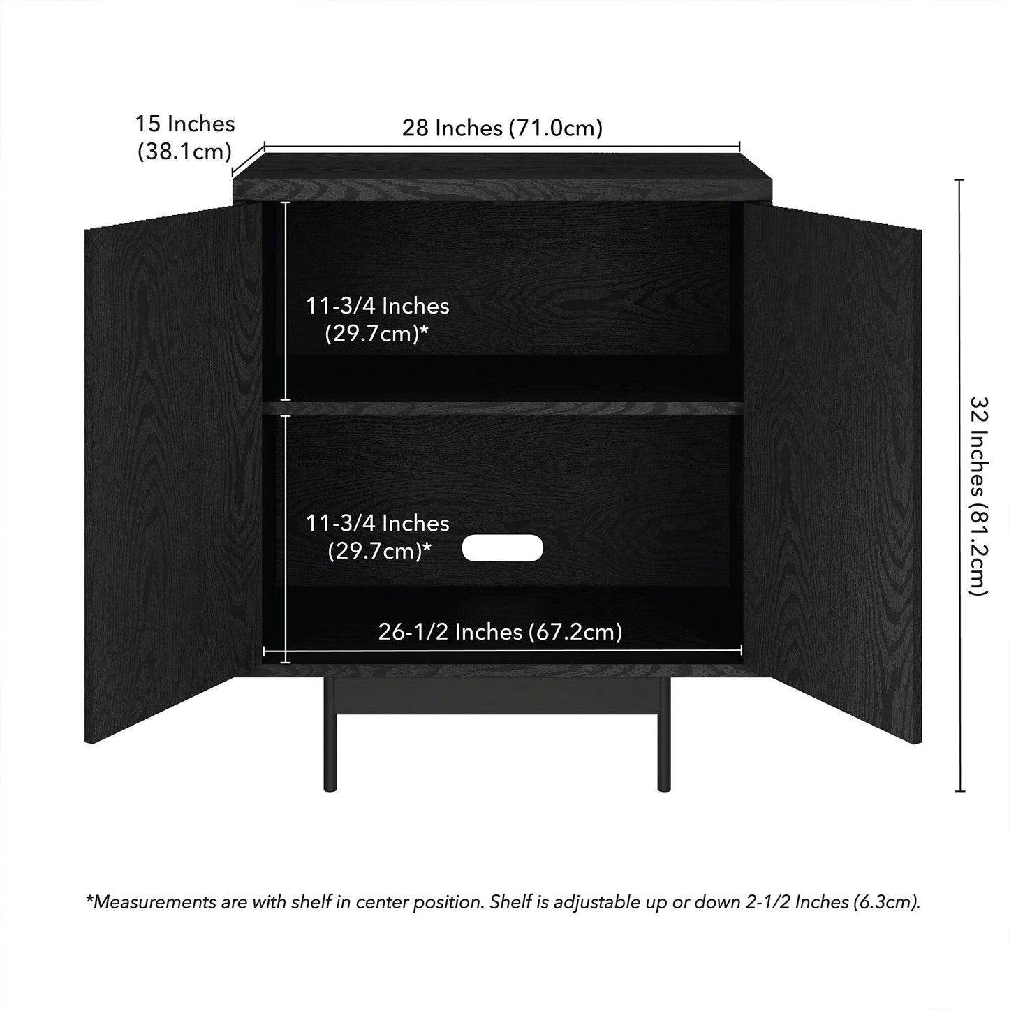 Hailey Home Whitman Black Grain 2-Shelf Office Cabinet