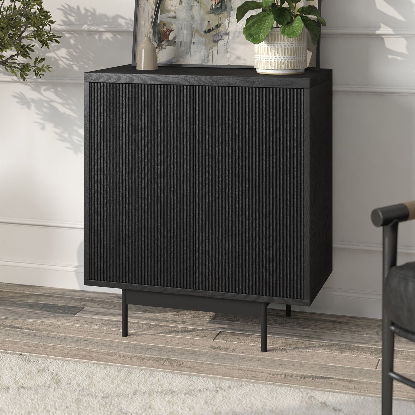 Hailey Home Whitman Black Grain 2-Shelf Office Cabinet
