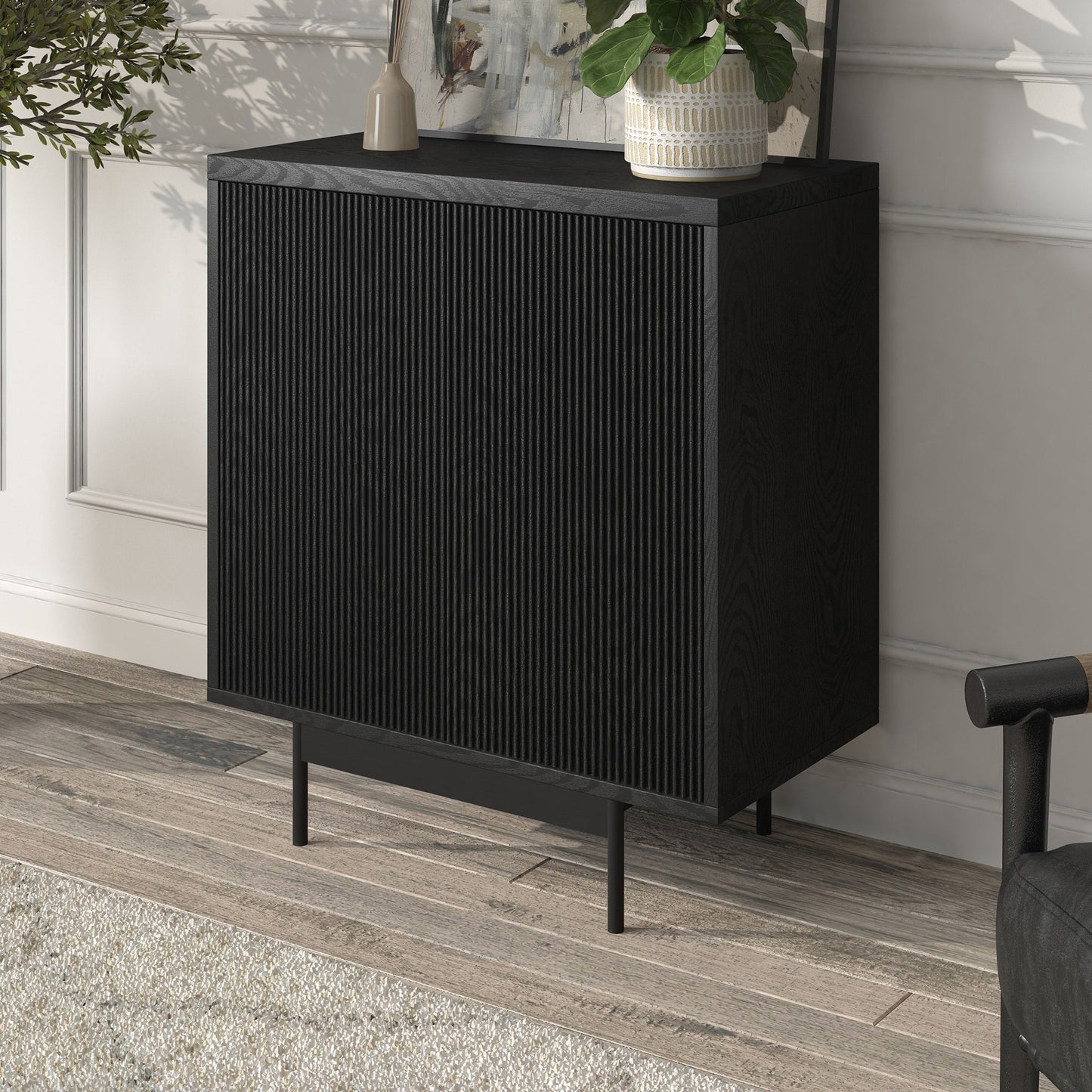 Hailey Home Whitman Black Grain 2-Shelf Office Cabinet