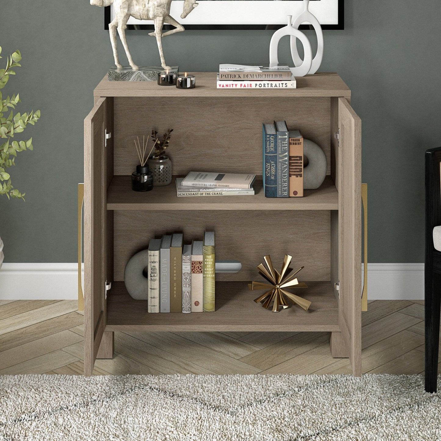 Hailey Home Chabot Antiqued Gray Oak 2-Shelf Office Cabinet