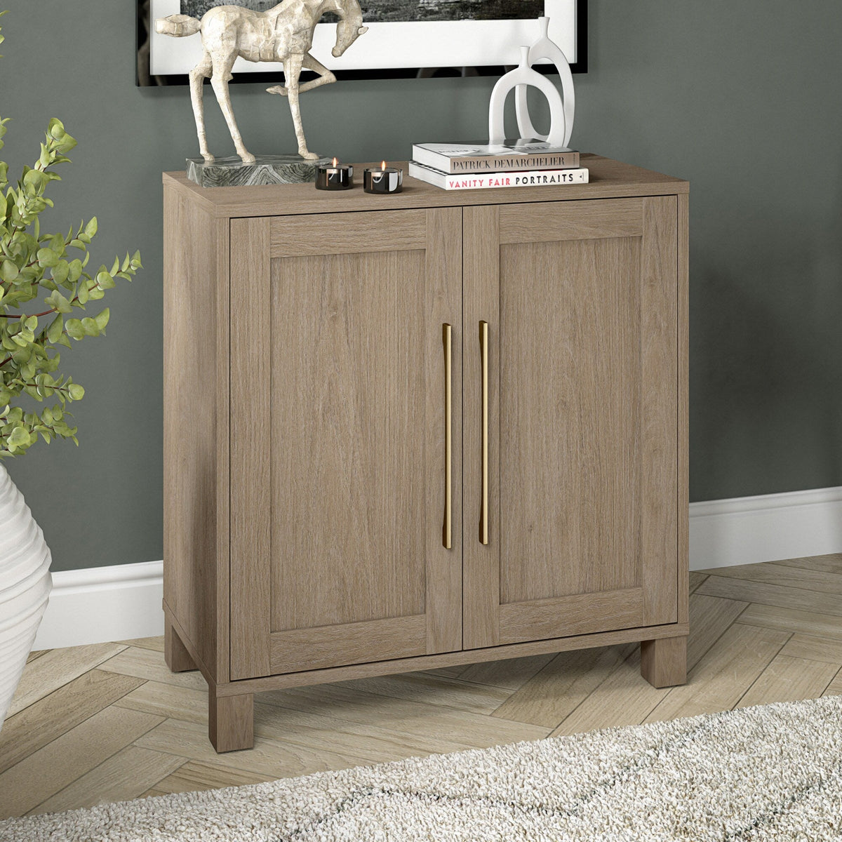 Hailey Home Chabot Antiqued Gray Oak 2-Shelf Office Cabinet