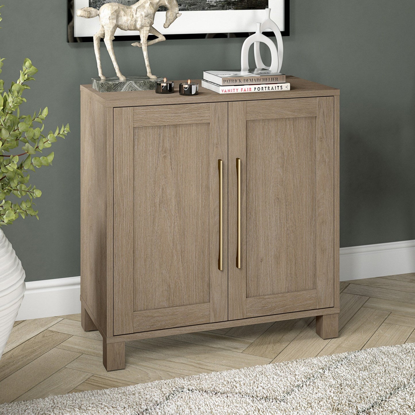 Hailey Home Chabot Antiqued Gray Oak 2-Shelf Office Cabinet