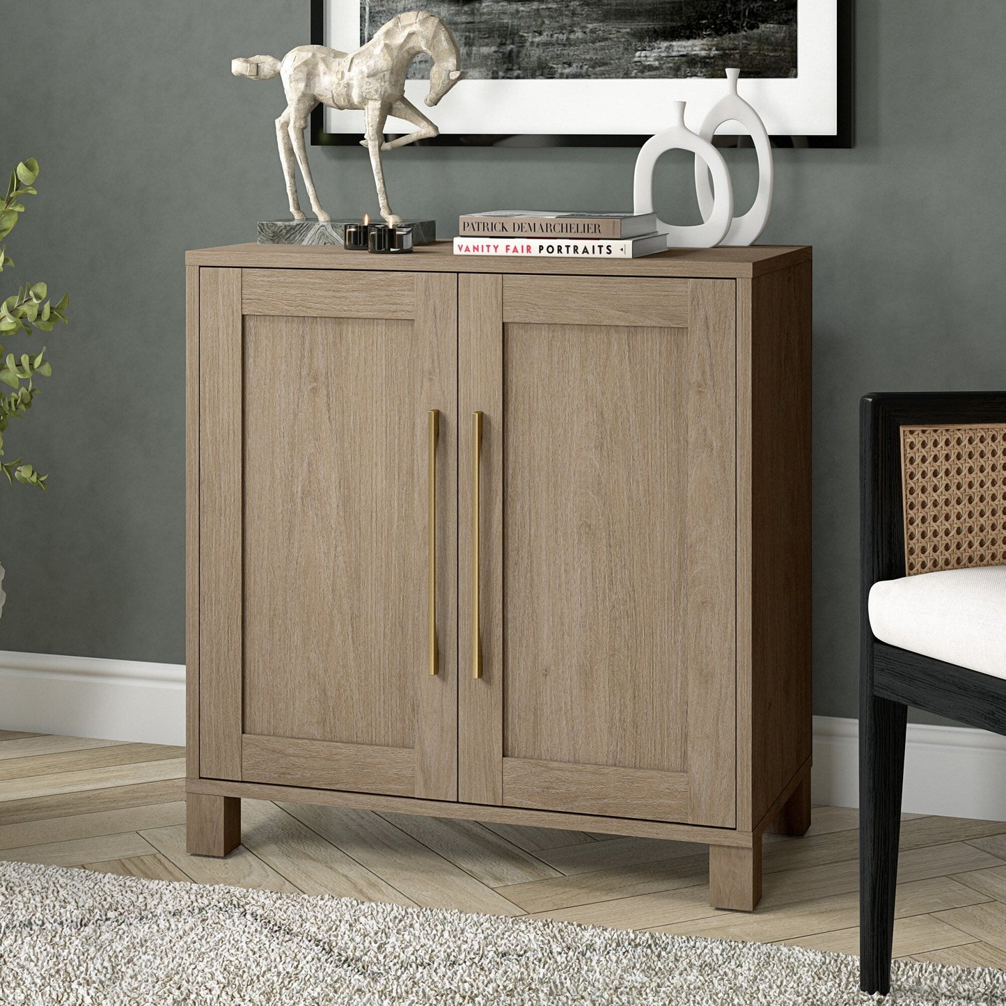 Hailey Home Chabot Antiqued Gray Oak 2-Shelf Office Cabinet