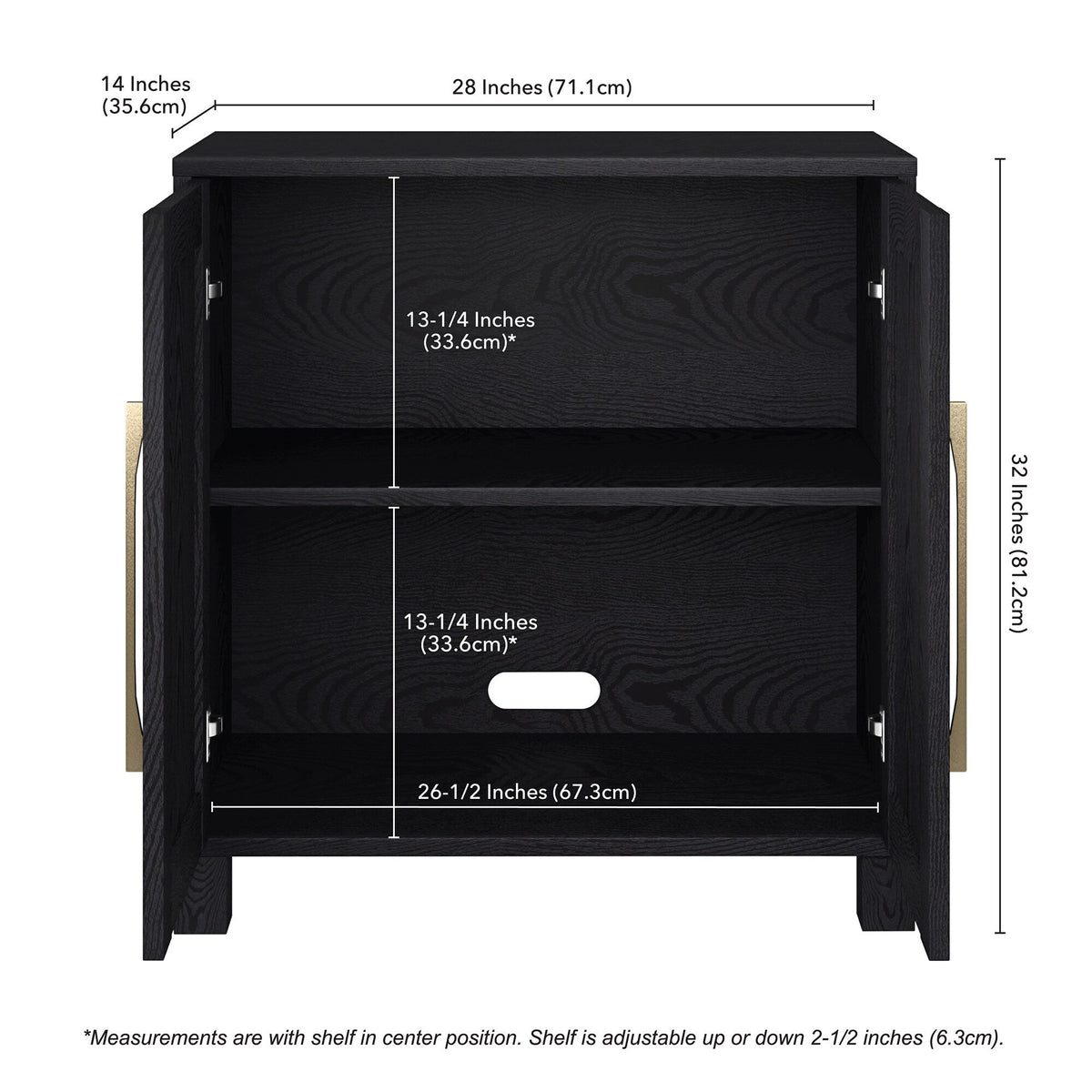 Hailey Home Chabot Black Grain 2-Shelf Office Cabinet