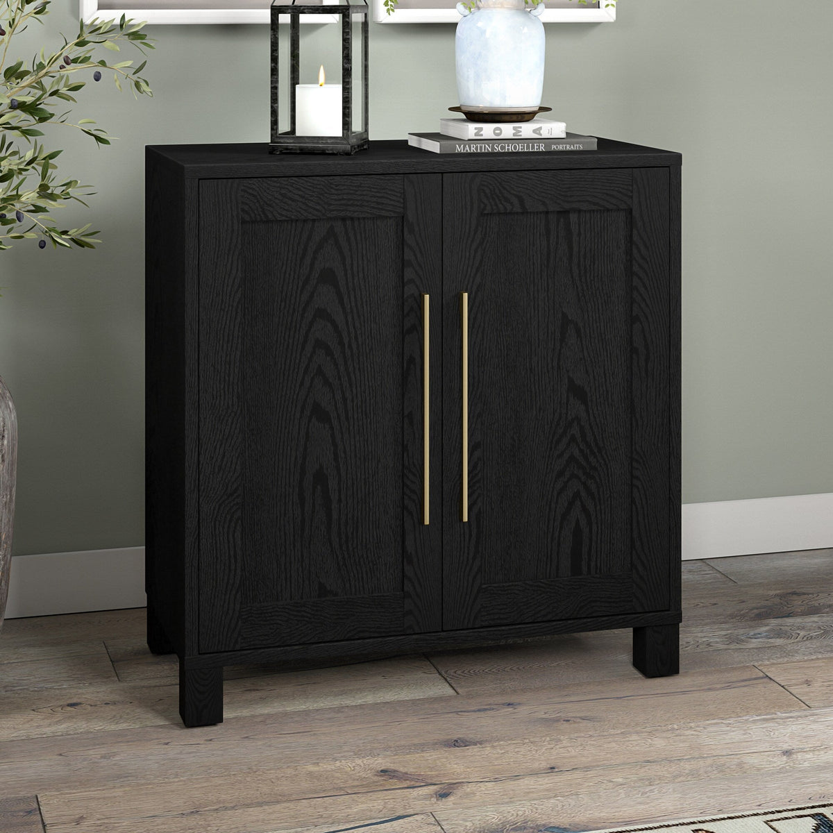Hailey Home Chabot Black Grain 2-Shelf Office Cabinet
