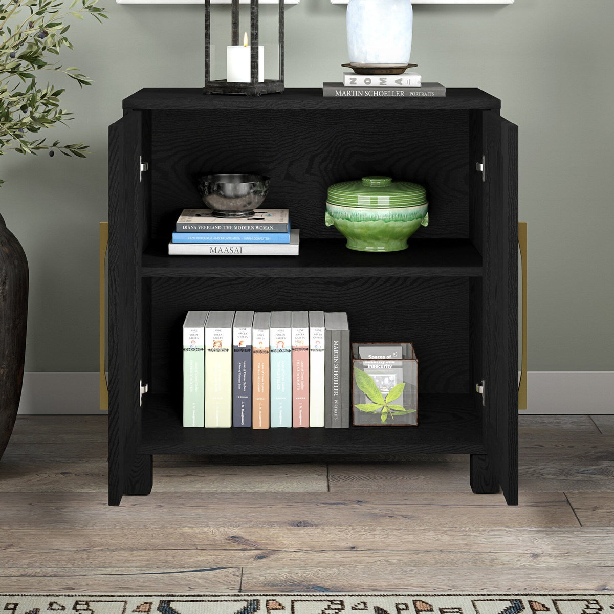 Hailey Home Chabot Black Grain 2-Shelf Office Cabinet
