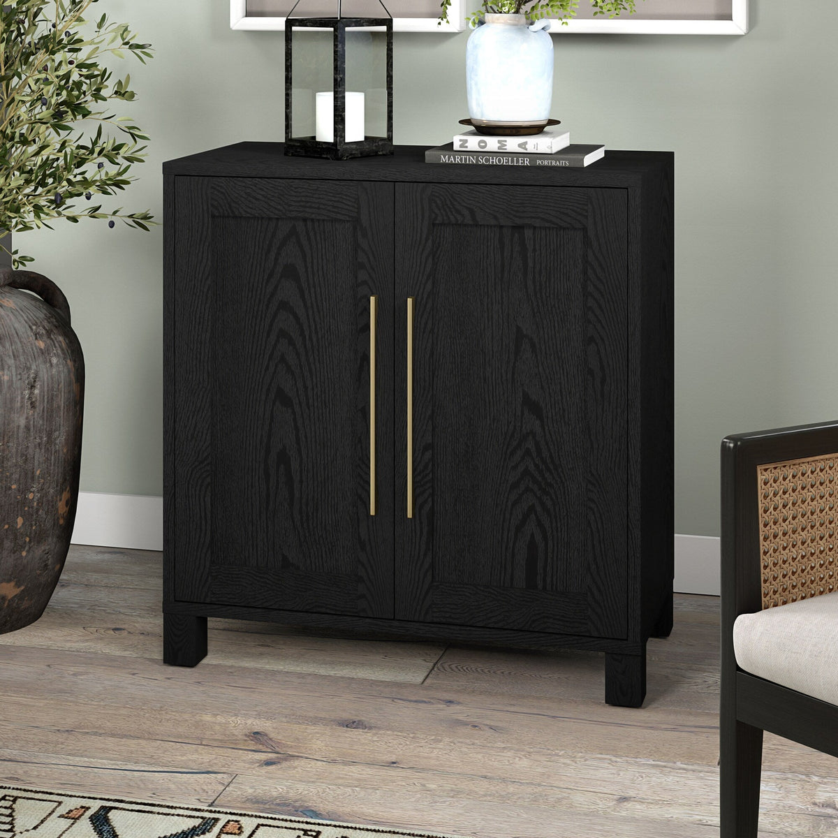 Hailey Home Chabot Black Grain 2-Shelf Office Cabinet